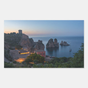 Faraglioni and Tonnara in Scopello, Sicily Rectangular Sticker