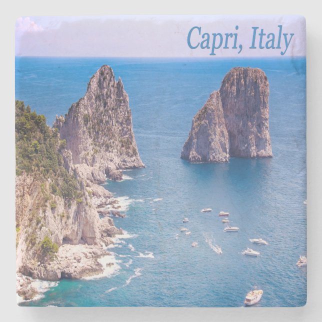 Faraglioni Rocks , Capri Italy Stone Coaster (Front)