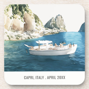 Faraglioni Rocks Capri Italy Watercolor Travel Coaster