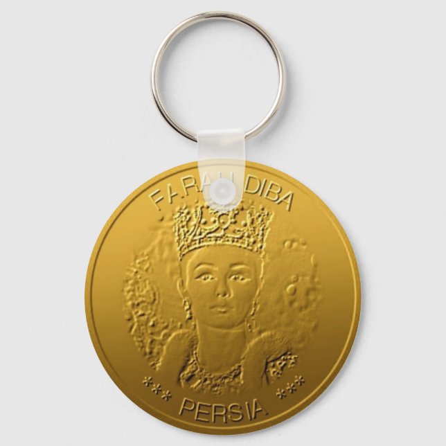 Farah Diba spouse Shah Iran Persia design #gold02 Key Ring (Front)