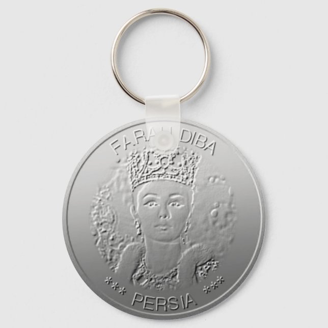 Farah Diba spouse Shah Iran Persia design #silv02 Key Ring (Front)