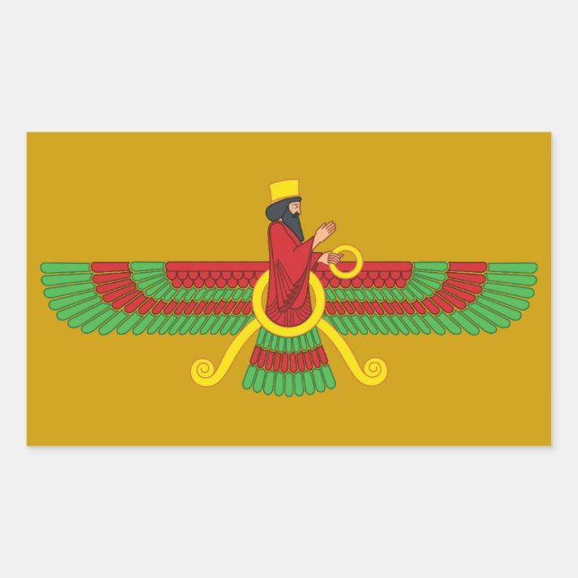 Faravahar Symbol Rectangular Sticker (Front)