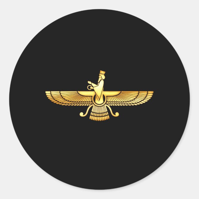 Faravahar Zarathustra Zoroastrian Farohar Farvahar Classic Round Sticker (Front)