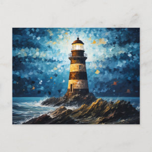 farbenfroher Leuchtturm maritime Lansdchaft Postcard