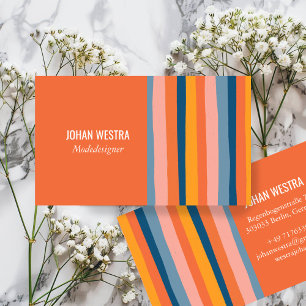 Farbig Minimalistisch Streifen-Orange Beruflich  Business Card