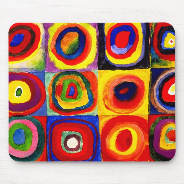 Farbstudie Quadrate Kandinsky Squares Circles Mouse Pad (Front)