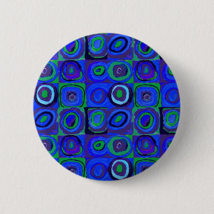 Farbstudie Quadrate Squares Blue Circles 6 Cm Round Badge