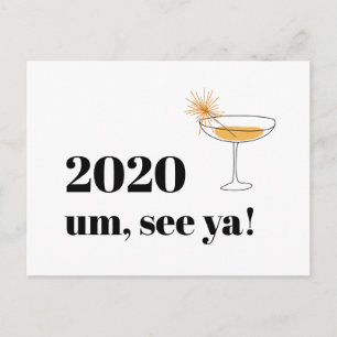 Farewell 2020 Happy Holidays Modern Font Cocktail Postcard