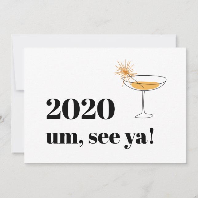 Farewell 2020 Modern Font Cocktail Card (Front)