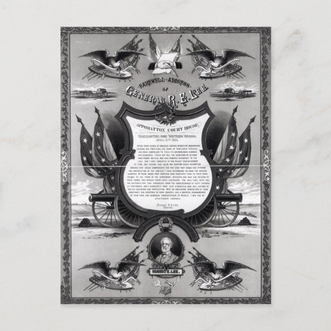 Farewell Address of General Robert E. Lee Postcard (Front)