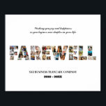 Farewell Custom Photo Collage Coworker Retirement Poster<br><div class="desc">Personalised Farewell Photo Collage for retired colleague, co-worker, team manager or boss. This customisable photo gift is also perfect as a farewell keepsake for teacher, coach or friends leaving. This custom template is a unique and meaningful goodbye gift that captures the precious moments and memories shared together. The design features...</div>