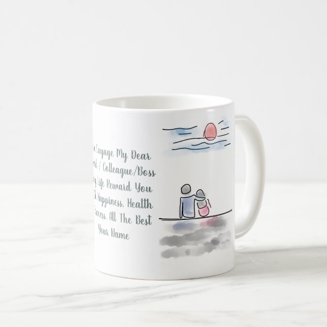 Farewell Gift Personalised Bonvoyage Couple Coffee Mug (Front Right)