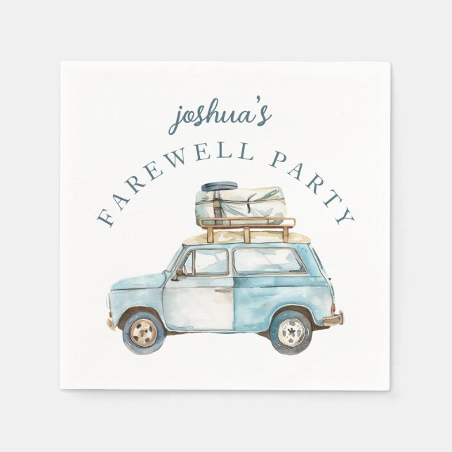 Farewell Grad Cute Car Going Away Party Napkin (Front)