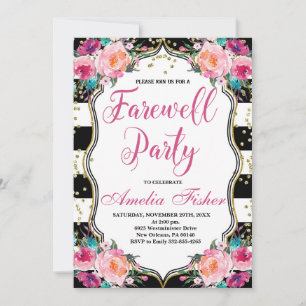 Farewell Invite, Black and White Farewell Party Invitation