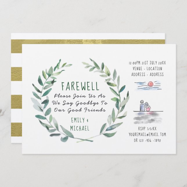 Farewell Leaving Party Invitation Kraft Rustic Art (Front/Back)