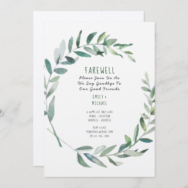 Farewell Leaving Party Invitation Kraft Rustic Art (Front/Back)