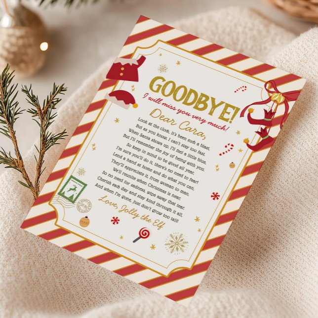 Farewell Letter from Elf Goodbye Letter Card (Christmas Letter from Elf Goodbye Letter Card)