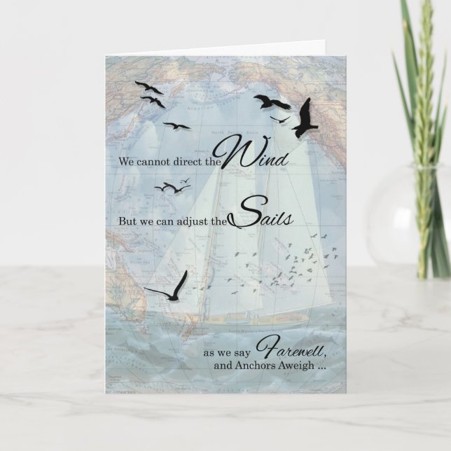 Farewell Nautical Sailing Theme Anchors Aweigh Card (Front)