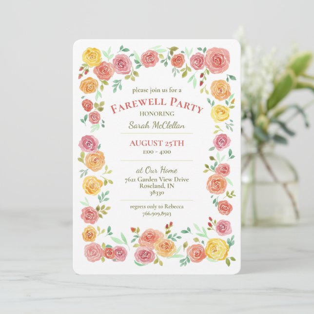 Farewell Party Floral Invitation (Standing Front)