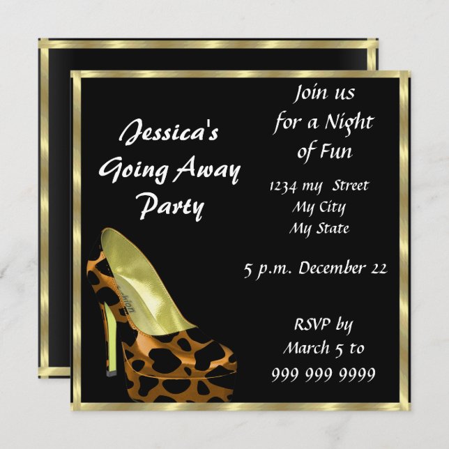 Farewell Party Invitation Card good bye black (Front/Back)