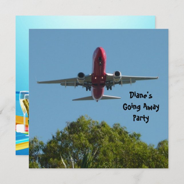 Farewell Party Invitation Plane Good Bye (Front/Back)
