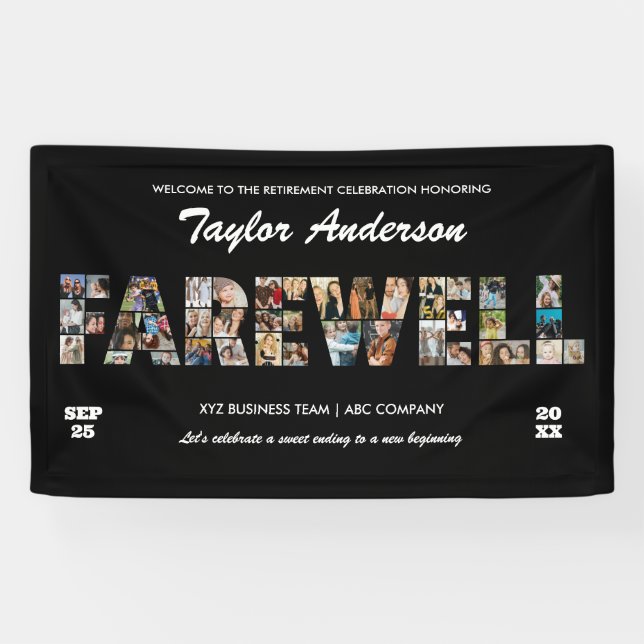 Farewell Party Photo Collage Coworker Retirement Banner (Horizontal)