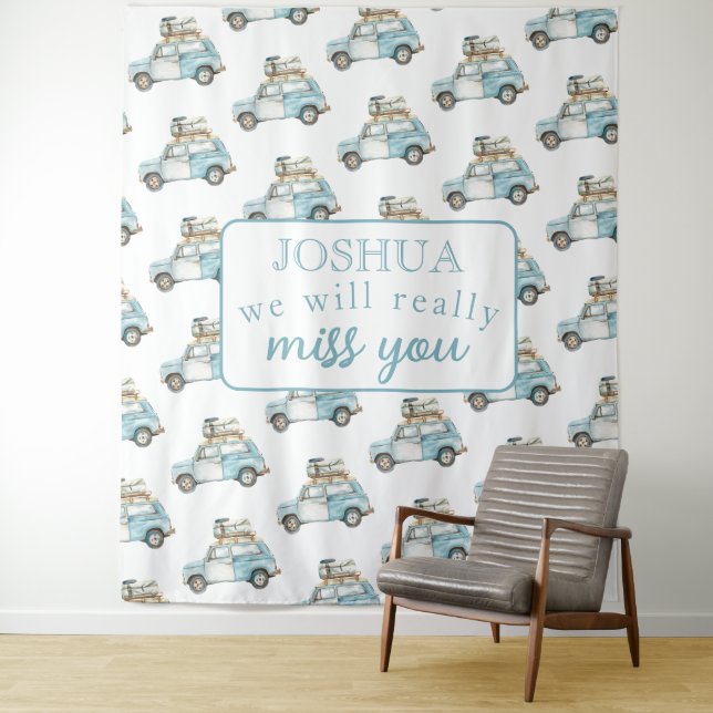 Farewell Party We Will Miss You Car Backdrop Tapestry (In Situ)