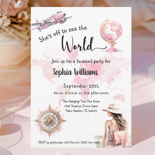 Farewell party world travel going away  invitation