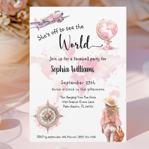 Farewell party world travel going away  invitation