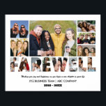 Farewell Photo Collage Retired Coworker Colleague Poster<br><div class="desc">Personalised Farewell Photo Collage for retired colleague, co-worker, team manager or boss. This customisable photo gift is also perfect as a farewell keepsake for teacher, coach or friends leaving. This custom template is a unique and meaningful goodbye gift that captures the precious moments and memories shared together. The design features...</div>