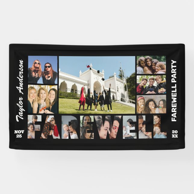 Farewell Photo Collage Retirement Party Welcome Banner (Horizontal)
