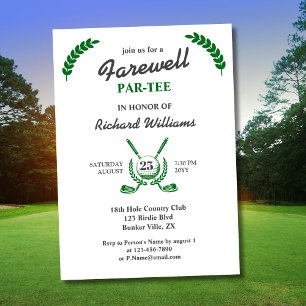 Farewell Retirement Golf Club Wreath Themed Party Invitation