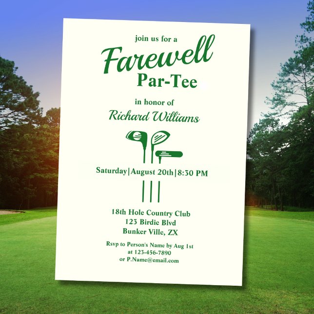 Farewell Retirement Golf Clubs Themed Par Tee Invitation (Creator Uploaded)