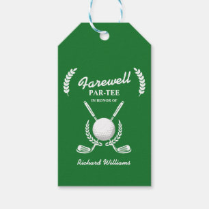 Farewell Retirement Golf Clubs Wreath Themed Party Gift Tags