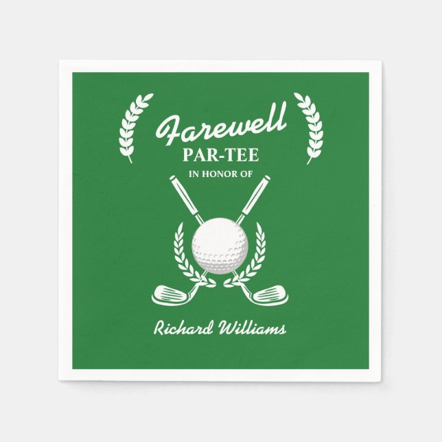 Farewell Retirement Golf Clubs Wreath Themed Party Napkin (Front)