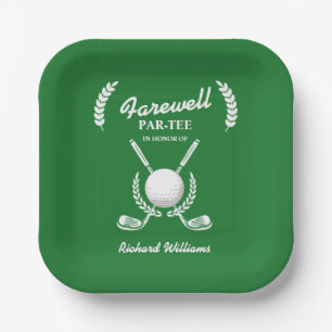 Farewell Retirement Golf Clubs Wreath Themed Party Paper Plate