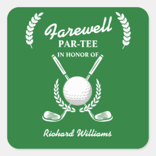 Farewell Retirement Golf Clubs Wreath Themed Party Square Sticker