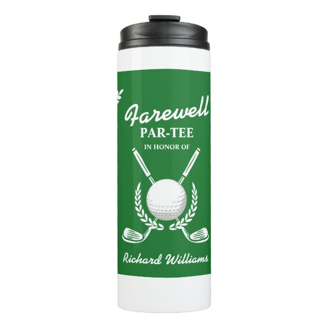 Farewell Retirement Golf Clubs Wreath Themed Party Thermal Tumbler (Front)