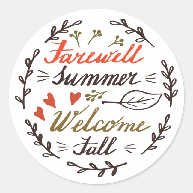 farewell summer welcome fall thanksgiving holiday classic round sticker (Front)
