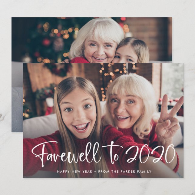 Farewell to 2020 | Happy New Year 2021 Two Photo Holiday Card (Front/Back)