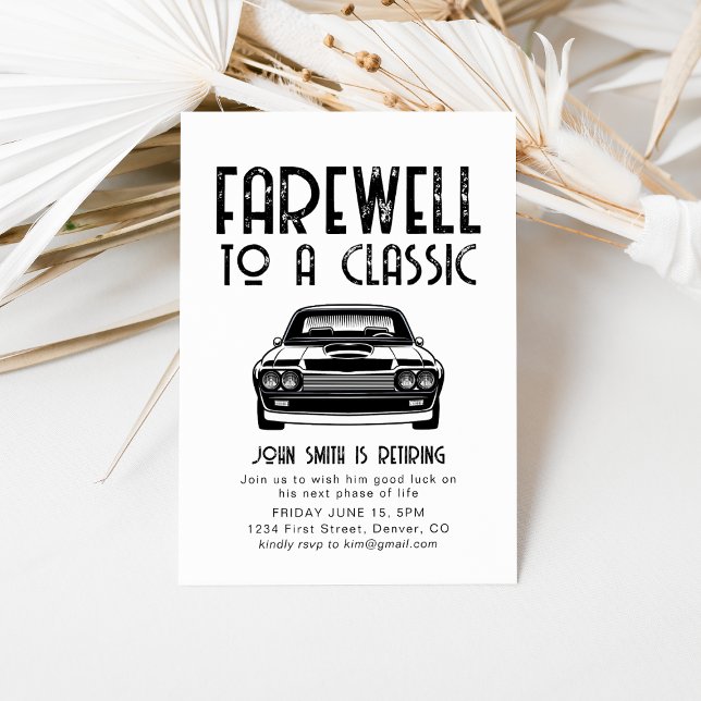 Farewell to a Classic Retirement Car Party Invite (Creator Uploaded)