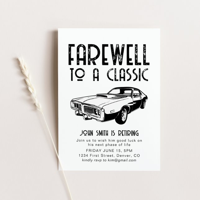 Farewell to a Classic Retirement Party Invite Car (Creator Uploaded)