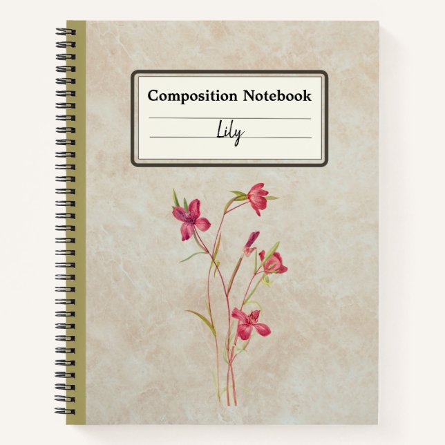 Farewell to Spring Flower Personalised Composition Notebook (Front)