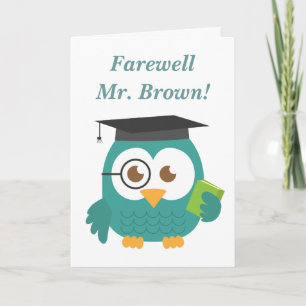 Farewell to Teacher, Cute Teacher Owl Card