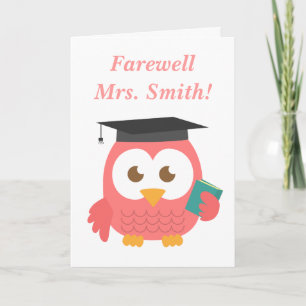Farewell to Teacher, Cute Teacher Owl Card