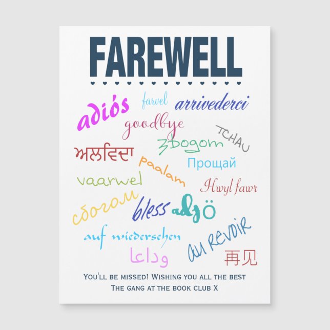 Farewell - You'll Be Missed Magnetic Card (Front)