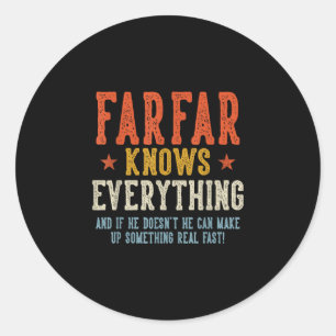 Farfar knows everything father's day retro vintage classic round sticker