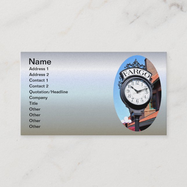 Fargo Clock Business Card (Front)