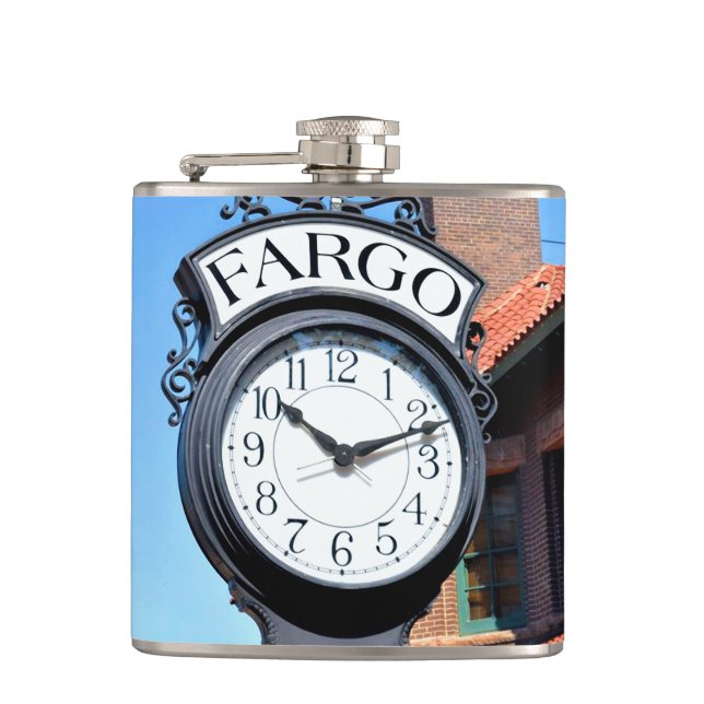 Fargo Clock Hip Flask (Front)