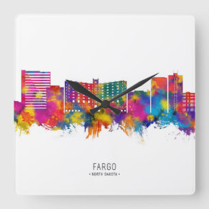 Fargo North Dakota Skyline Square Wall Clock
